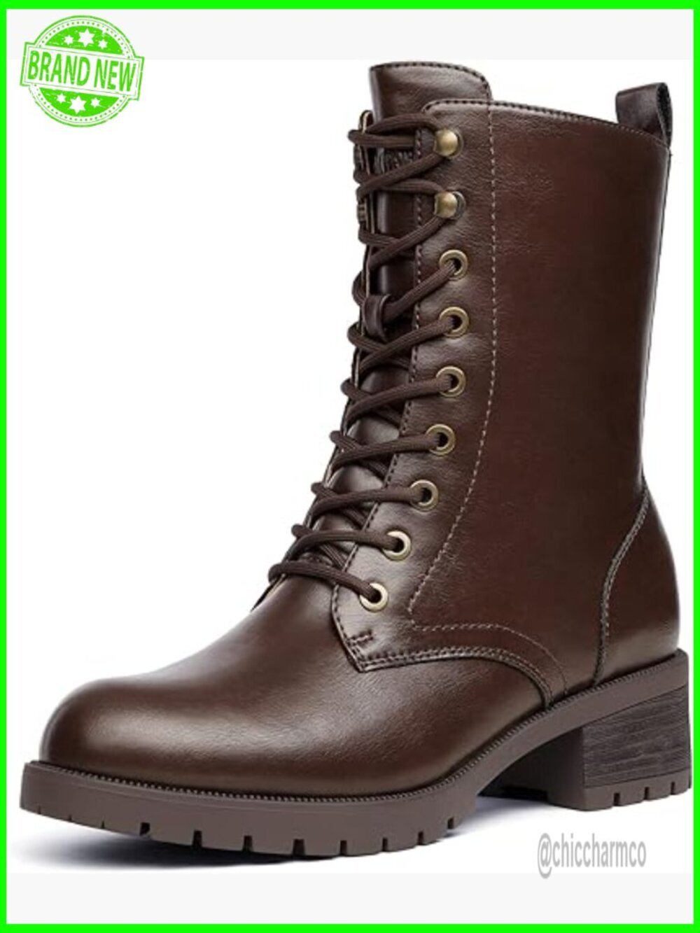 Lace-up Combat Boots Mid-calf Military Winter Boot for Women